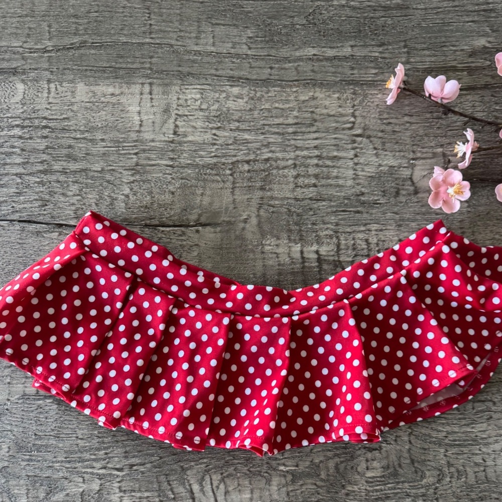 Vintage Red Polka Dot Pleated Micro Mini Skirt Rockabilly Y2K Private Dancer S/M